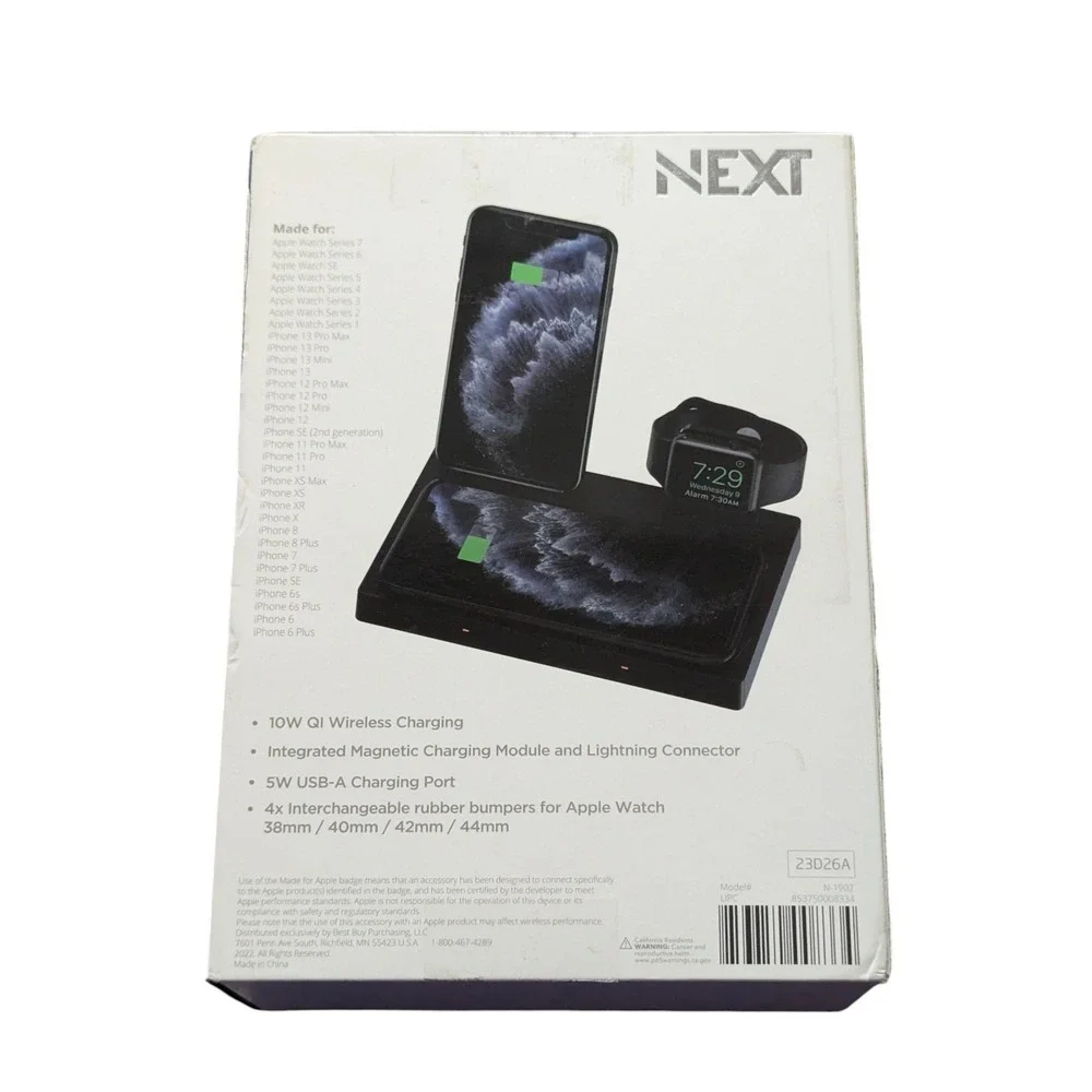 Oo3O NEXT 4-in-1 10W Wireless Charging Pad Apple iPhone, Watch, Airpods - Black